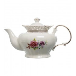 Bule 1,1 Litros Com Filado Dourado Mon Cheri Em New Bone China